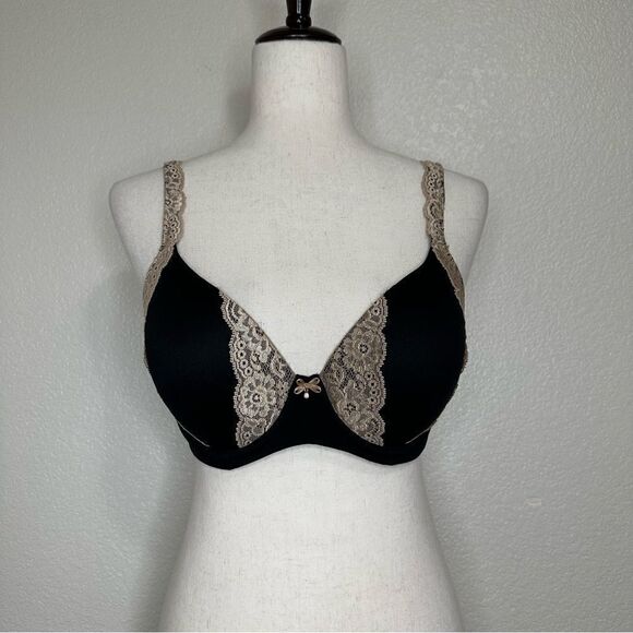 Soma Black Embraceable Full Coverage Lace Trim Bra - Picture 1 of 10